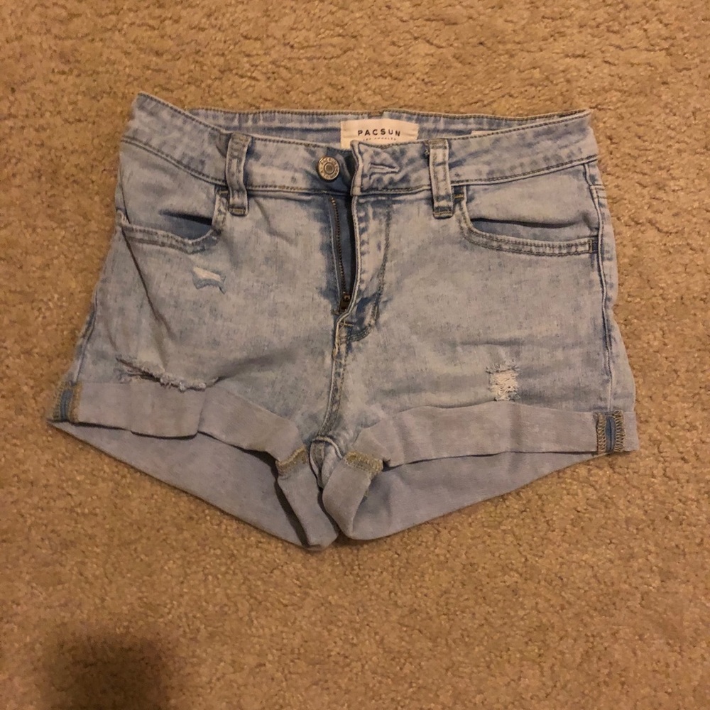 pacsun light wash denim short shorts